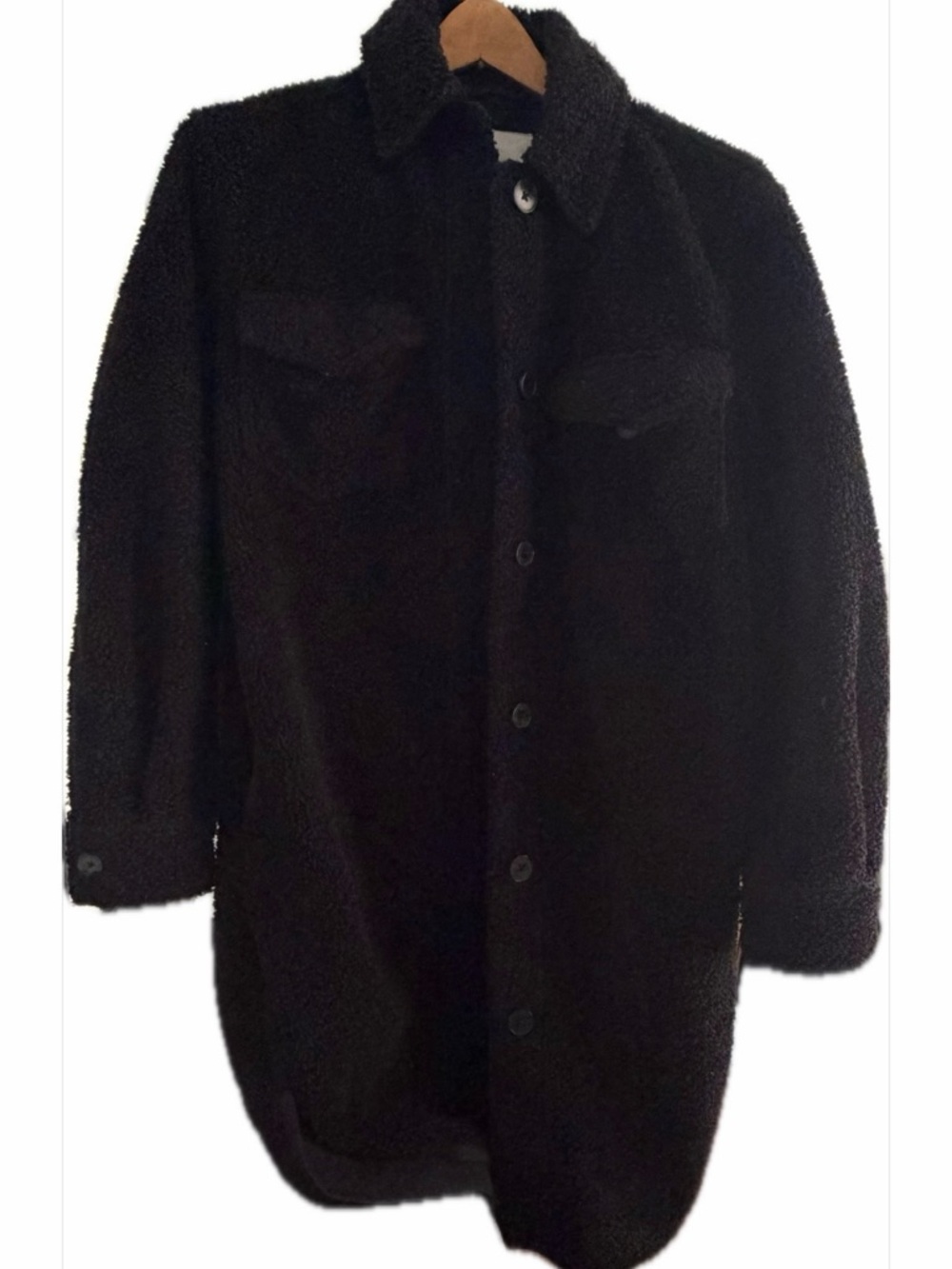 Wilfred Black Sherpa Button-Front Coat